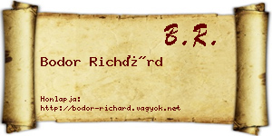 Bodor Richárd névjegykártya
