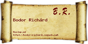 Bodor Richárd névjegykártya